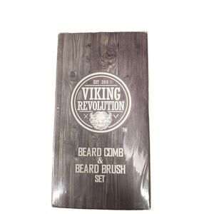 Viking Revolution Beard Comb & Beard Brush Set for Men - Natural Boar Bristle